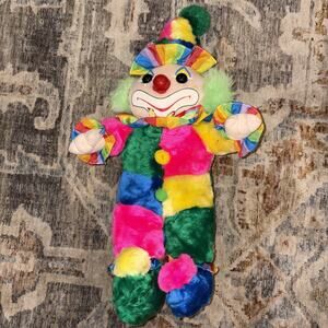 Medium Colorful Cuddle Wit Clown Plush Multicolor Primary Colors Washable Toy